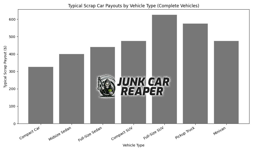 chart showing scrap car prices