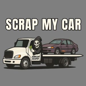 Junk Car Reaper towing a junk car to a scrap yard